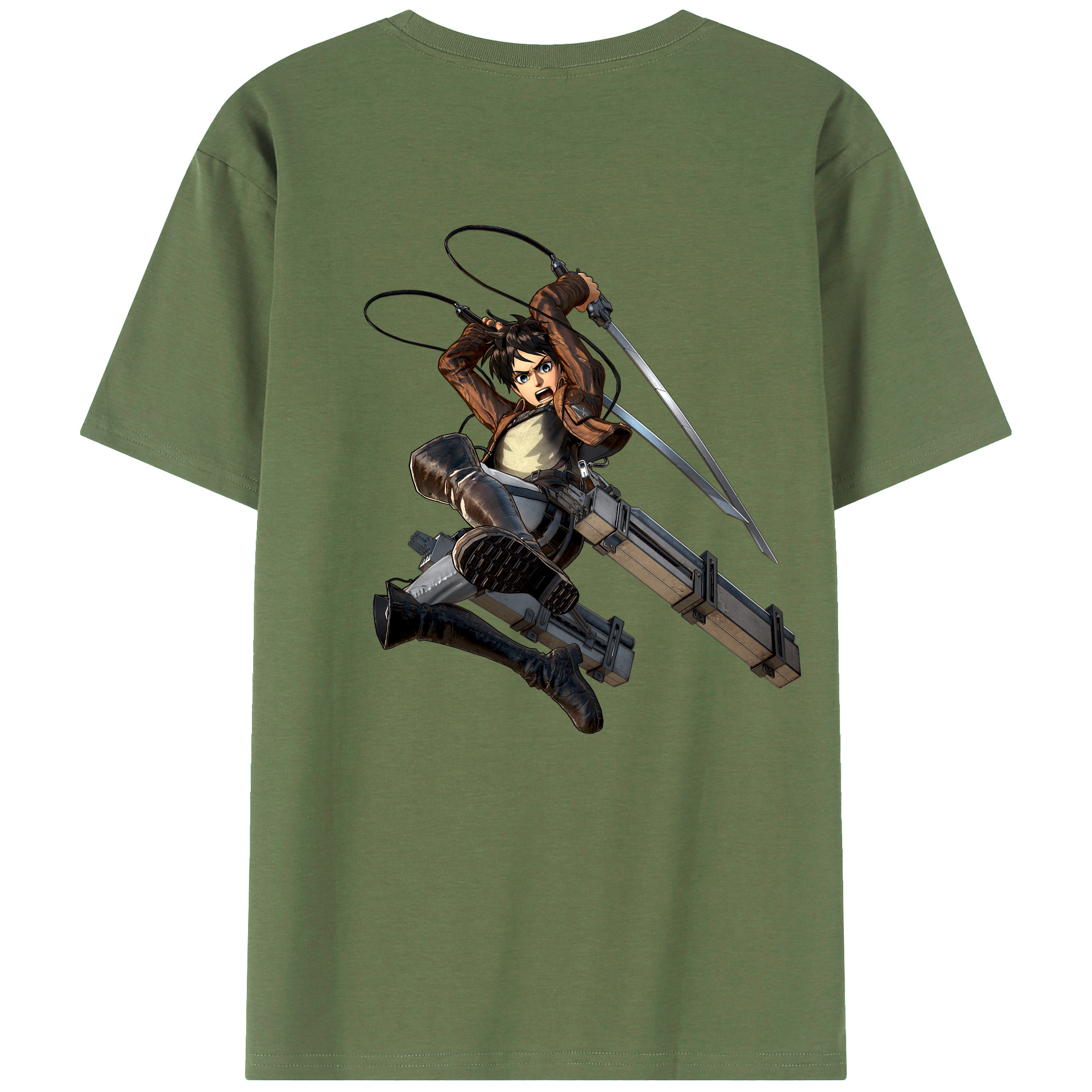 （画像用） 進撃の巨人 エレン･イェーガー Attack on Titan Eren Jäger 綿100％ メンズ半袖Tシャツ（バックプリント） 通気性